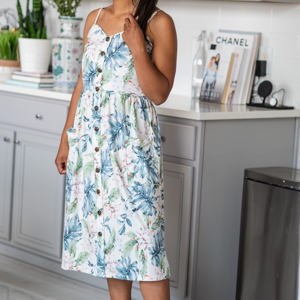 Palm Print Midi Dress